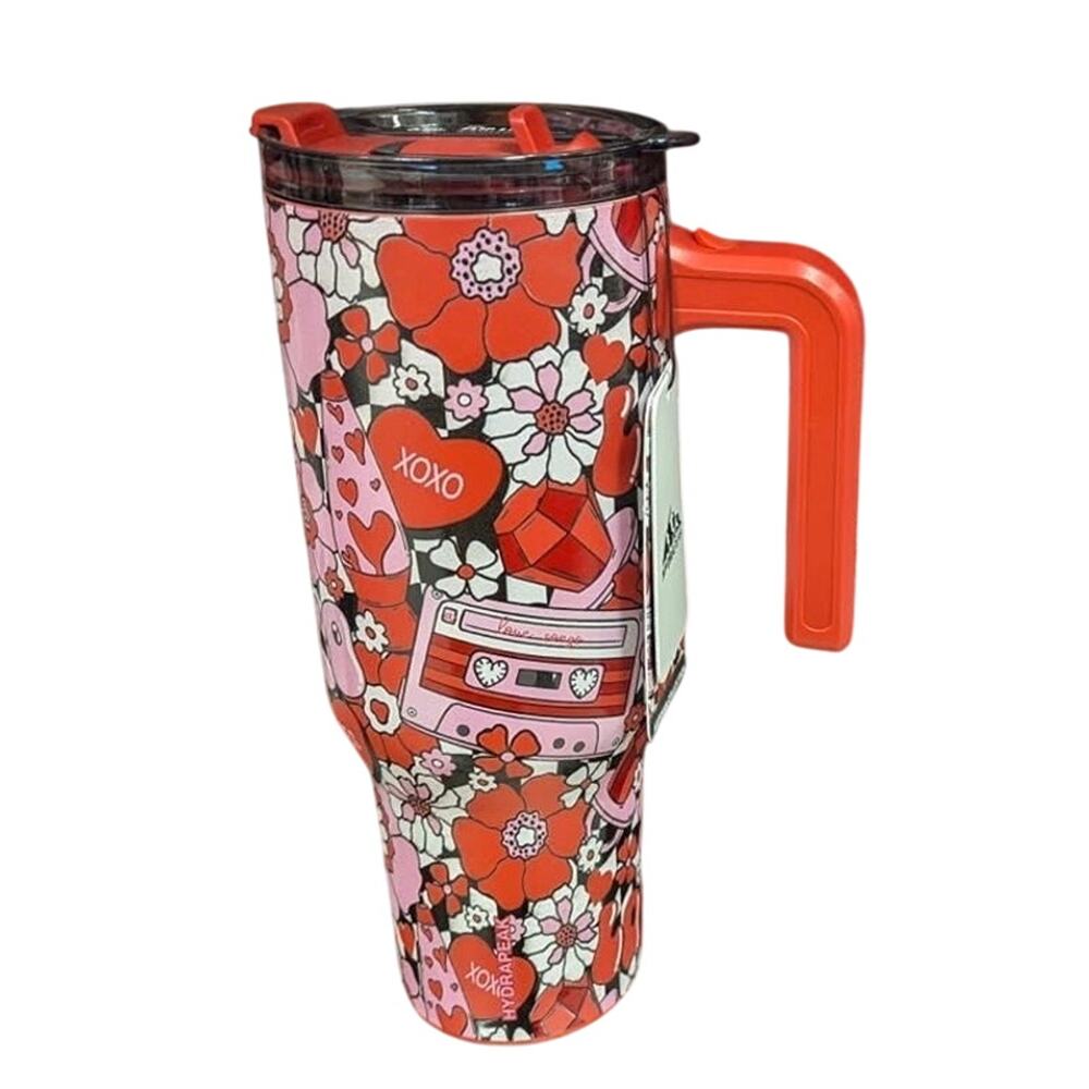 Hydrapeak 40oz VALENTINES Retro Candy Hearts Floral Red & Pink Tumbler